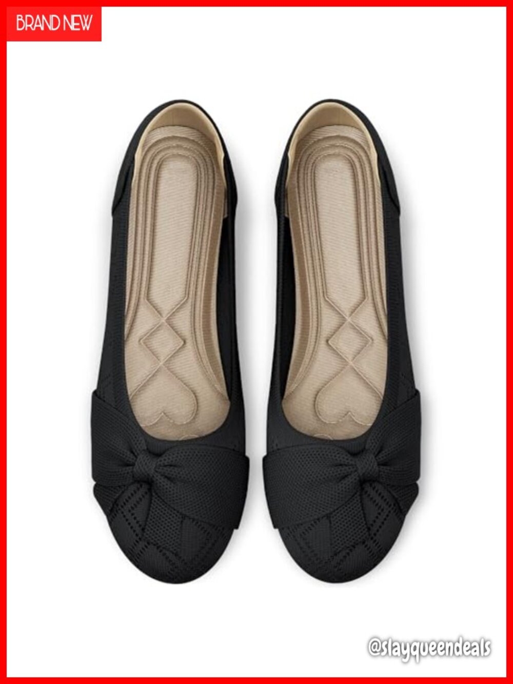 HARENCE Women's Slip-On Ballet Flats Comfortable Knit Round Toe Lightweight